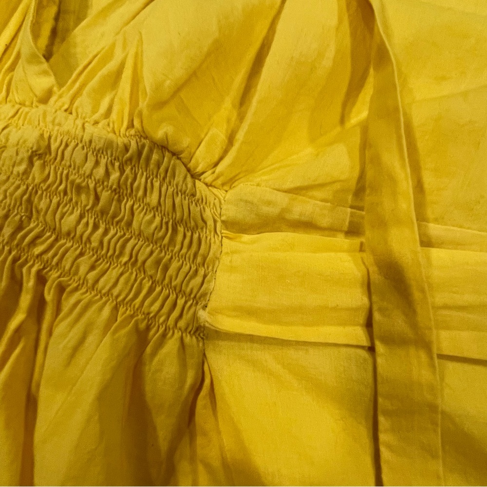 B & Lu Yellow Flutter Cap Sleeve Cotton Shirt with Smocked Detail and Ties 3XL - Picture 3 of 13